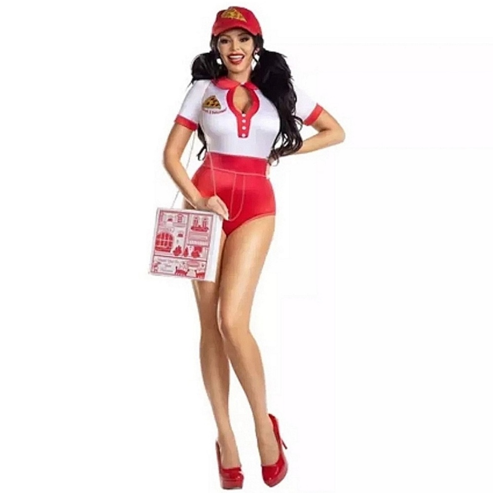 Sexy pizza delivery woman costume XL bodysuit